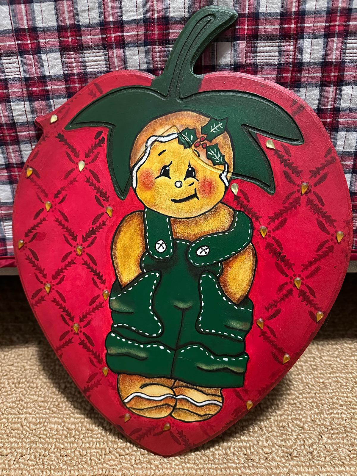 Hand Painted Strawberry Shaped Cookie Man Decoration